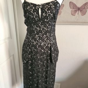 Sexy lace over nude silhouette dress